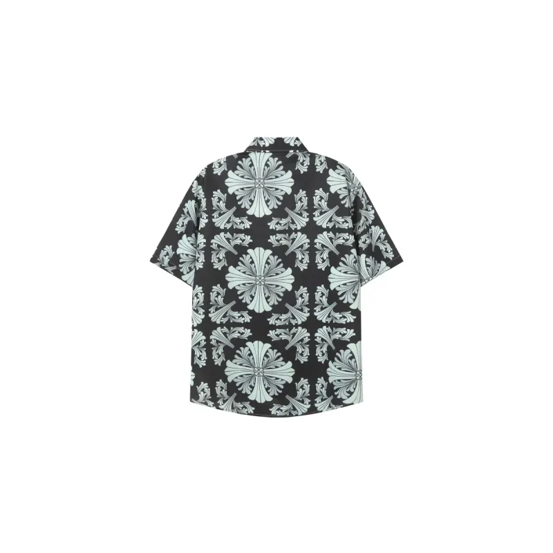 Chrome Hearts Cross Silk Shirt & Shorts Set Black