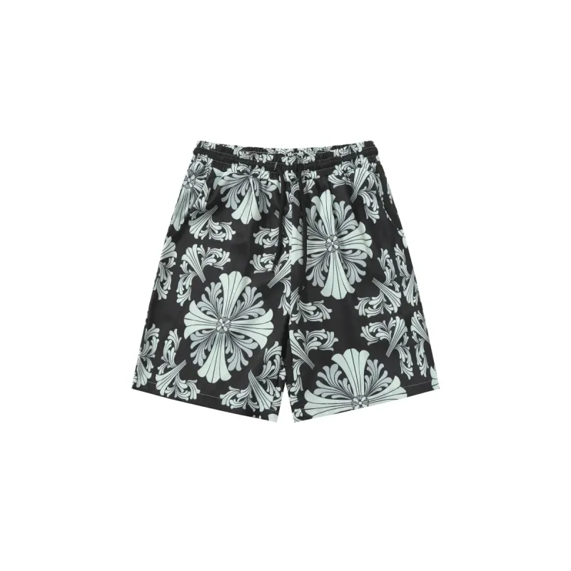 Chrome Hearts Cross Silk Shirt & Shorts Set Black