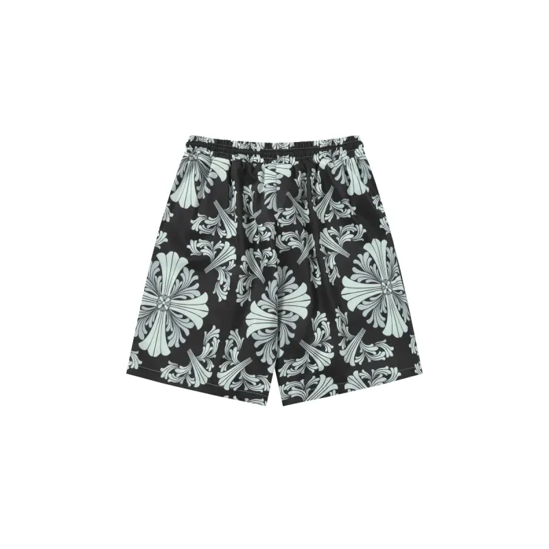 Chrome Hearts Cross Silk Shirt & Shorts Set Black
