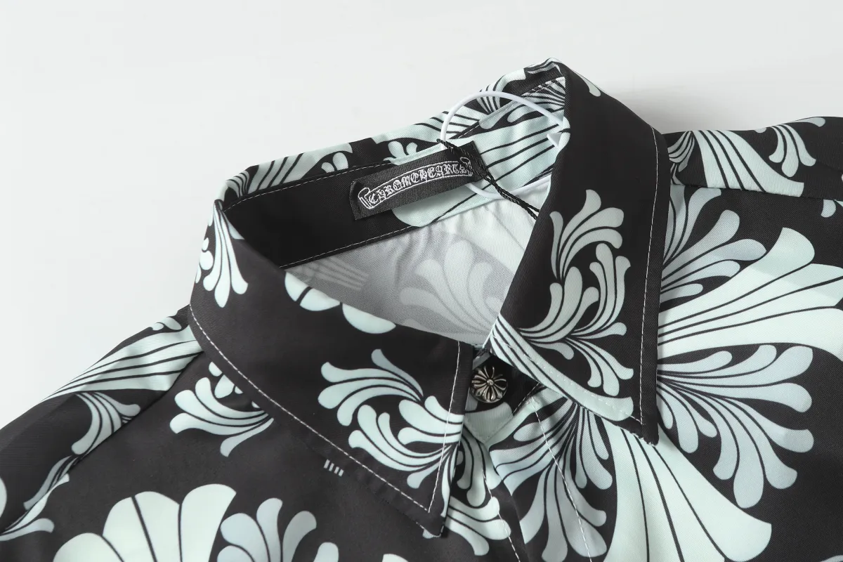 Chrome Hearts Cross Silk Shirt & Shorts Set Black