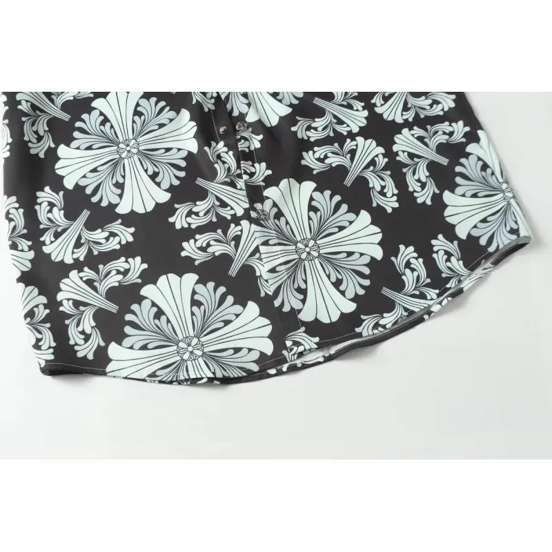 Chrome Hearts Cross Silk Shirt & Shorts Set Black