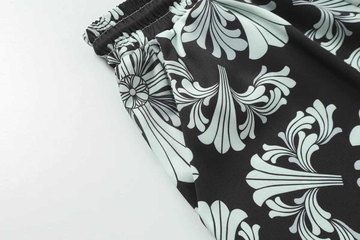 Chrome Hearts Cross Silk Shirt & Shorts Set Black