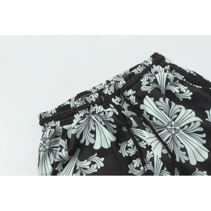 Chrome Hearts Cross Silk Shirt & Shorts Set Black