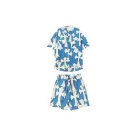 Chrome Hearts Cross Silk Shirt & Shorts Set Blue