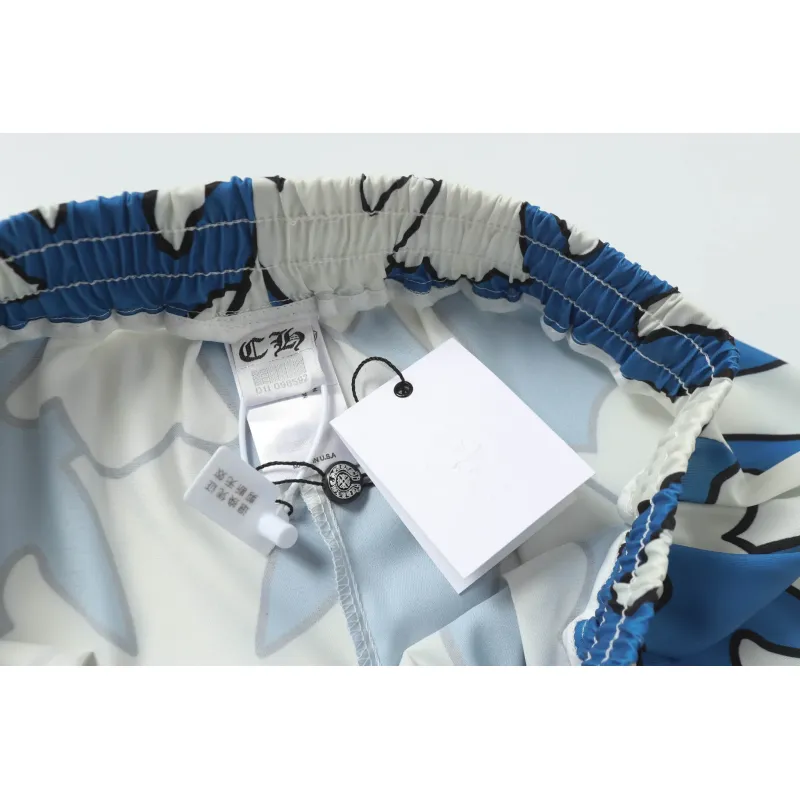 Chrome Hearts Cross Silk Shirt & Shorts Set Blue