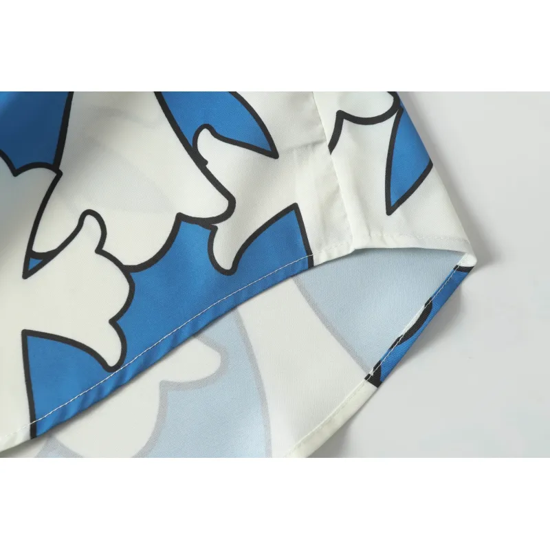 Chrome Hearts Cross Silk Shirt & Shorts Set Blue