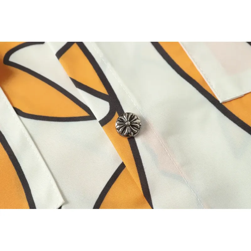 Chrome Hearts Cross Silk Shirt & Shorts Set Orange White