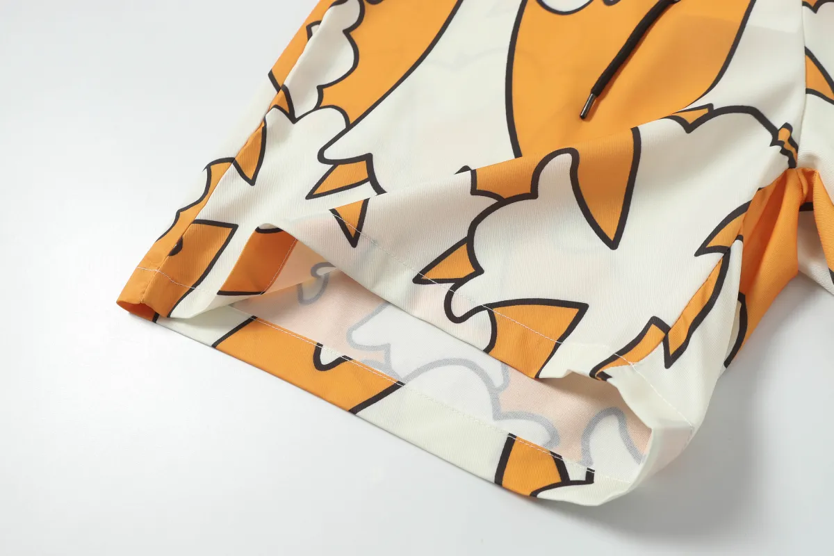 Chrome Hearts Cross Silk Shirt & Shorts Set Orange White