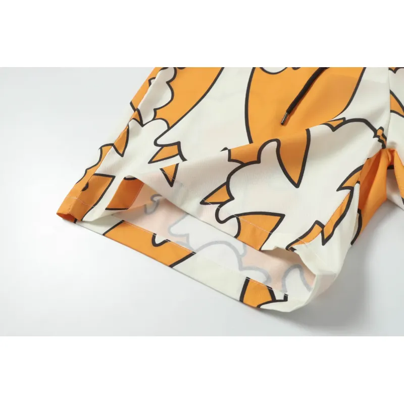 Chrome Hearts Cross Silk Shirt & Shorts Set Orange White