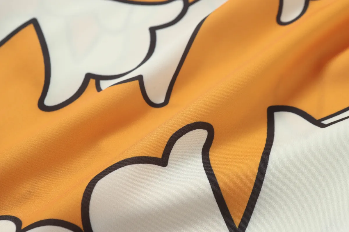 Chrome Hearts Cross Silk Shirt & Shorts Set Orange White