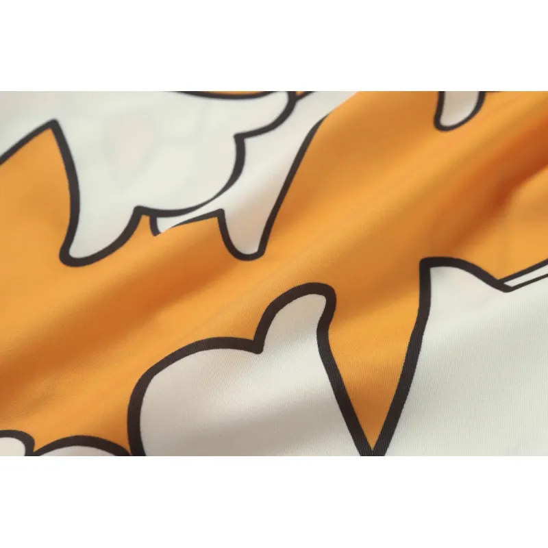 Chrome Hearts Cross Silk Shirt & Shorts Set Orange White