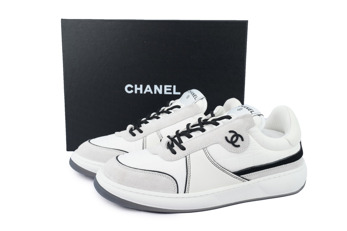 PK God Batch Chanel Suede Calfskin White Light Grey Low Top Sneakers