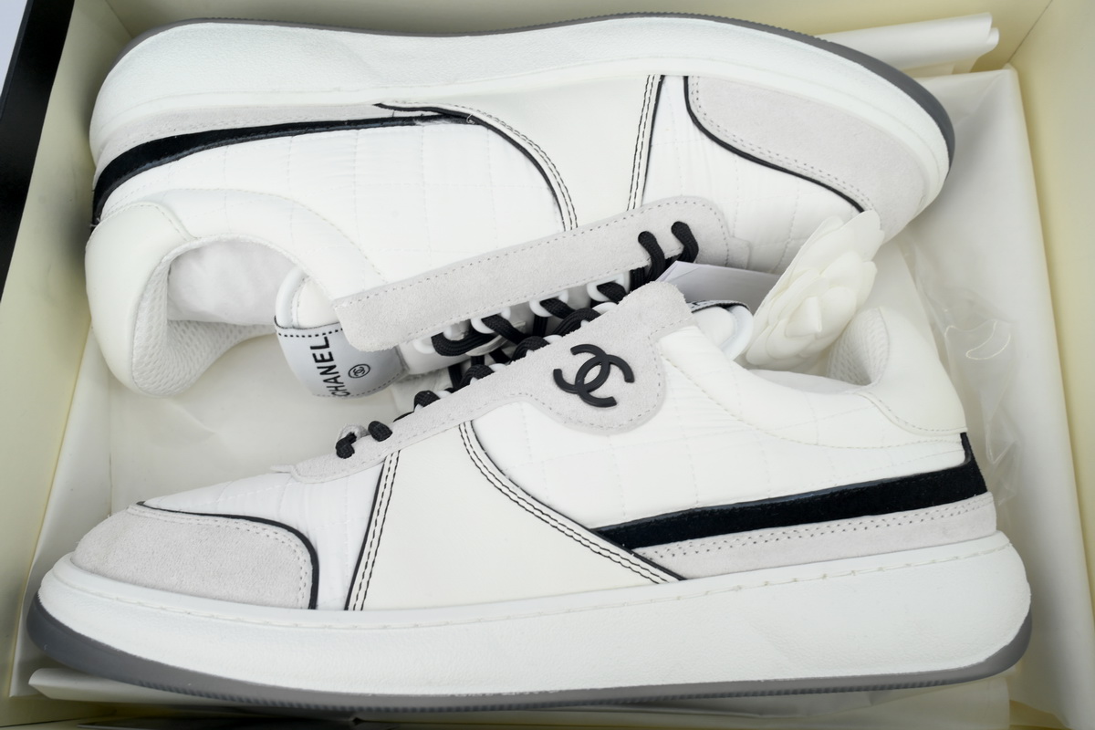 PK God Batch Chanel Suede Calfskin White Light Grey Low Top Sneakers
