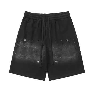 Chrome Hearts Rhinestone Drawstring Casual Versatile Shorts #2280 Black 01