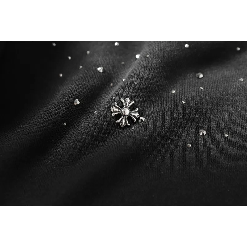 Chrome Hearts Rhinestone Drawstring Casual Versatile Shorts #2280 Black