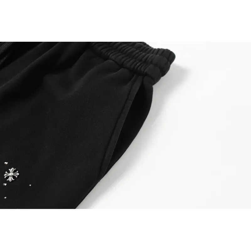 Chrome Hearts Rhinestone Drawstring Casual Versatile Shorts #2280 Black