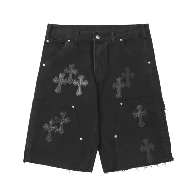Chrome Hearts Studded Denim Shorts #9902 Black 01