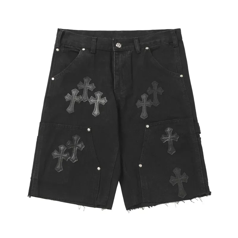 Chrome Hearts Studded Denim Shorts #9902 Black
