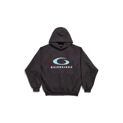 BALENCIAGA Men's Loop Sports Icon Hoodie Medium Fit in Black 01