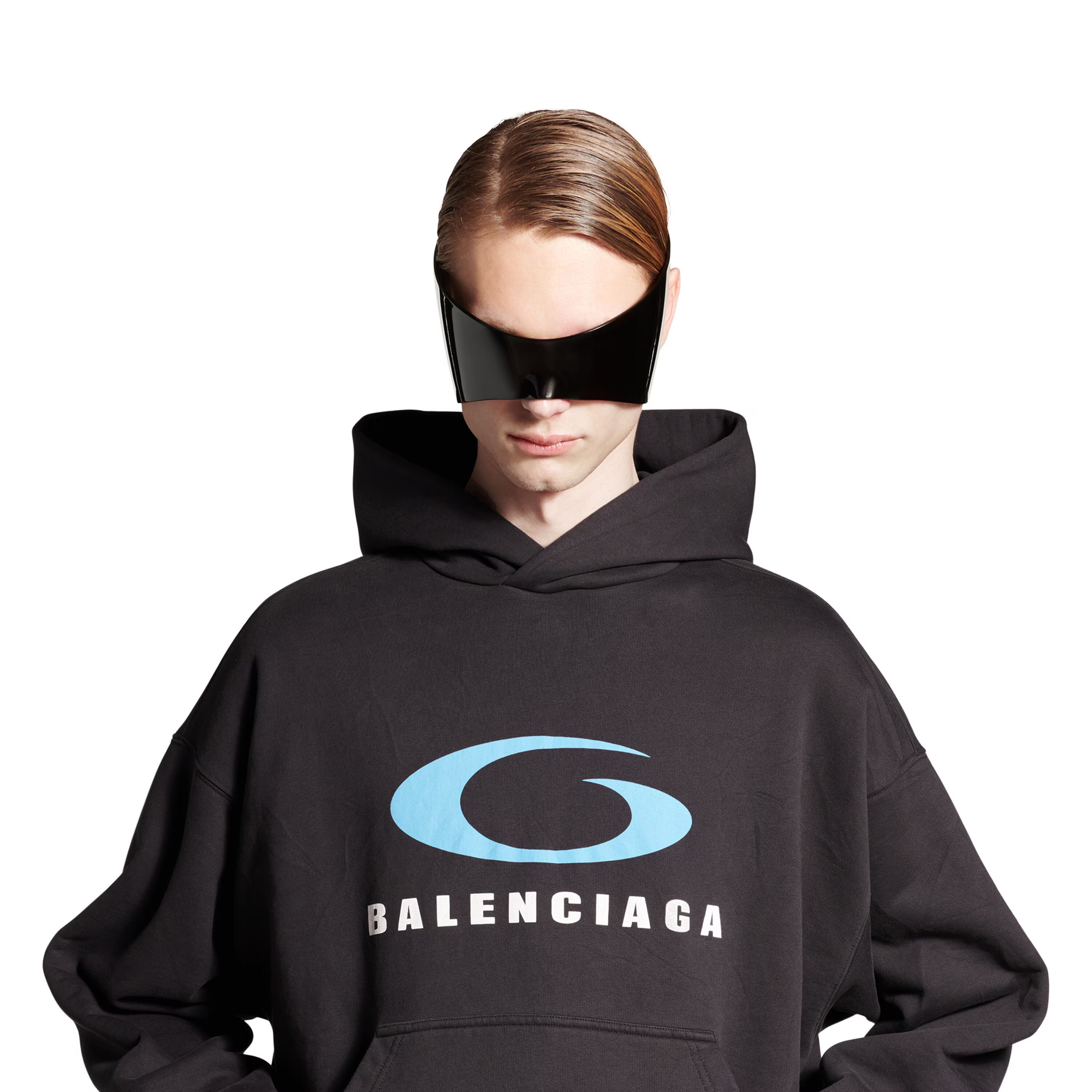 BALENCIAGA Men's Loop Sports Icon Hoodie Medium Fit in Black