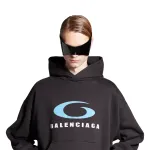 BALENCIAGA Men's Loop Sports Icon Hoodie Medium Fit in Black