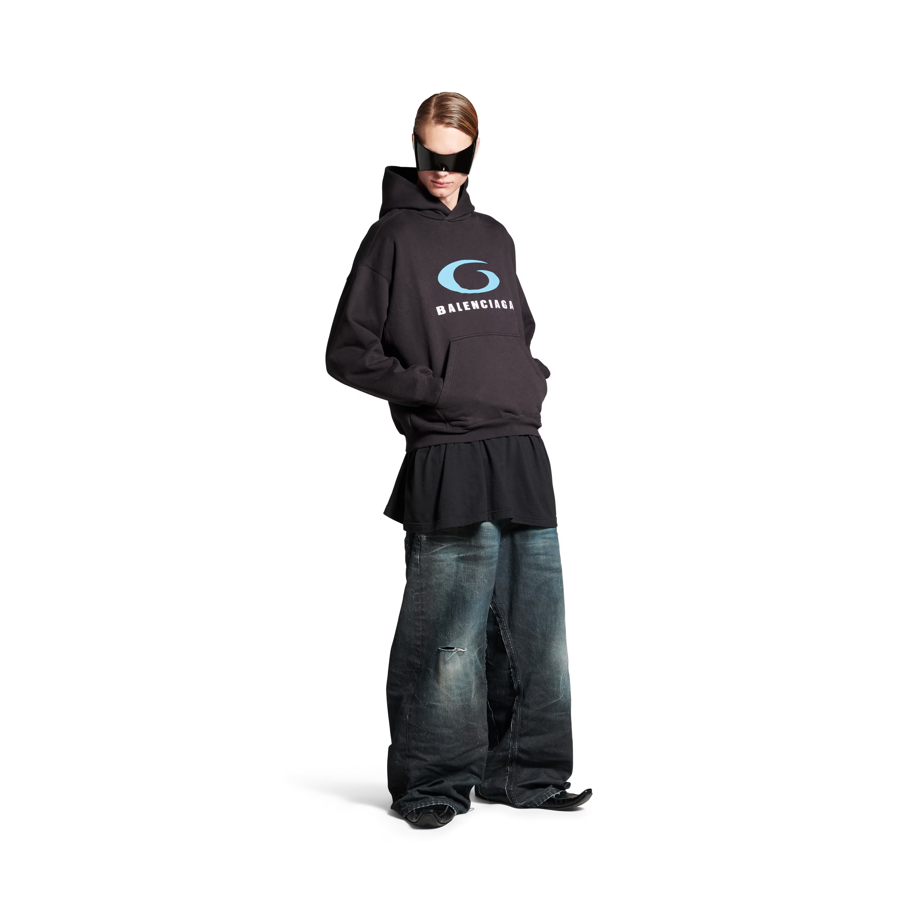 BALENCIAGA Men's Loop Sports Icon Hoodie Medium Fit in Black