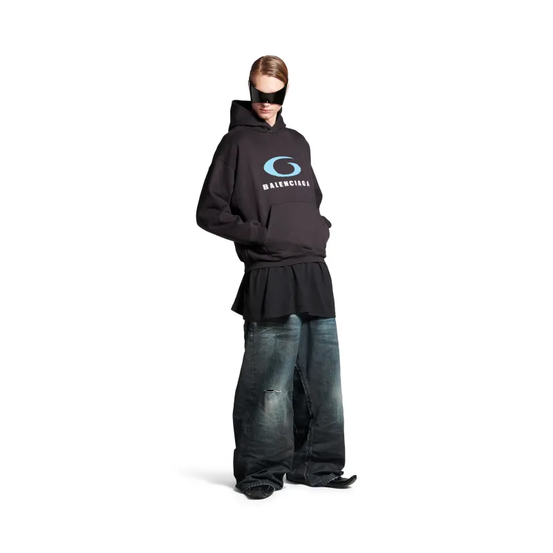 BALENCIAGA Men's Loop Sports Icon Hoodie Medium Fit in Black