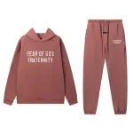 Fear of God Essentials Heavy Fleece Hoodie & Sweatpant Set  Claret Red