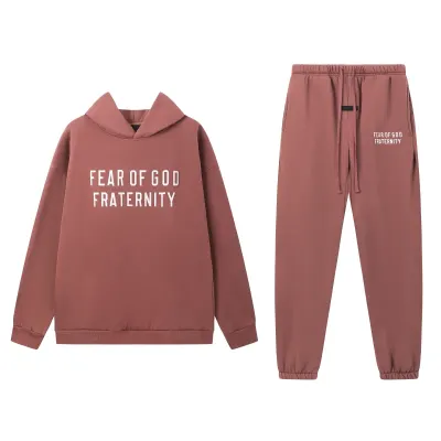 Fear of God Essentials Heavy Fleece Hoodie & Sweatpant Set  Claret Red 01