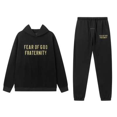 Fear of God Essentials Heavy Fleece Hoodie & Sweatpant Set Black 01