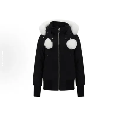 Moose Knuckles Black Jacket White Wool Collar（NFC) 01