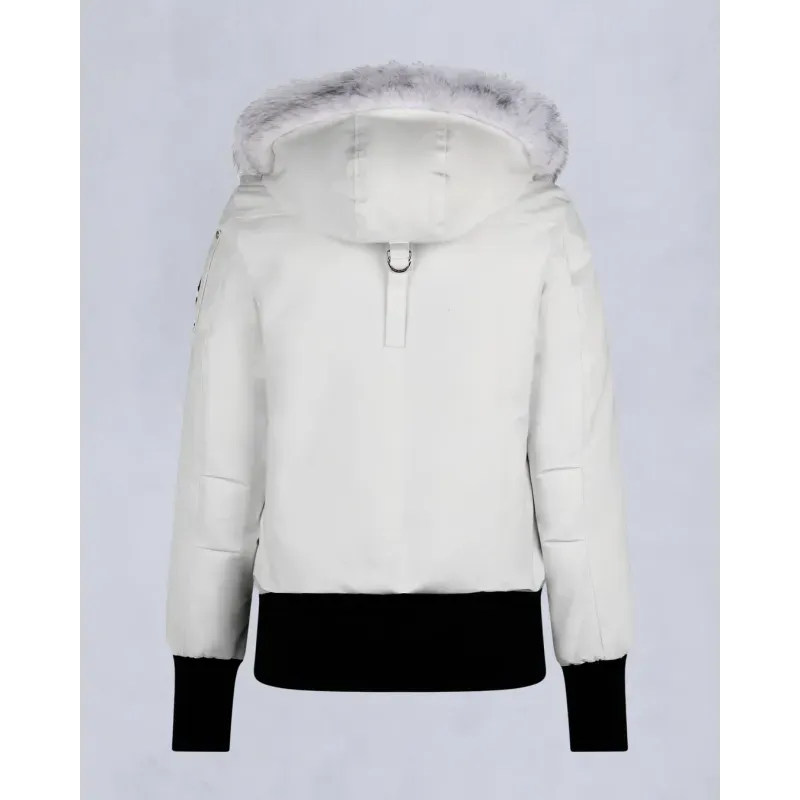 Moose Knuckles White Jacket White Wool Collar（NFC)