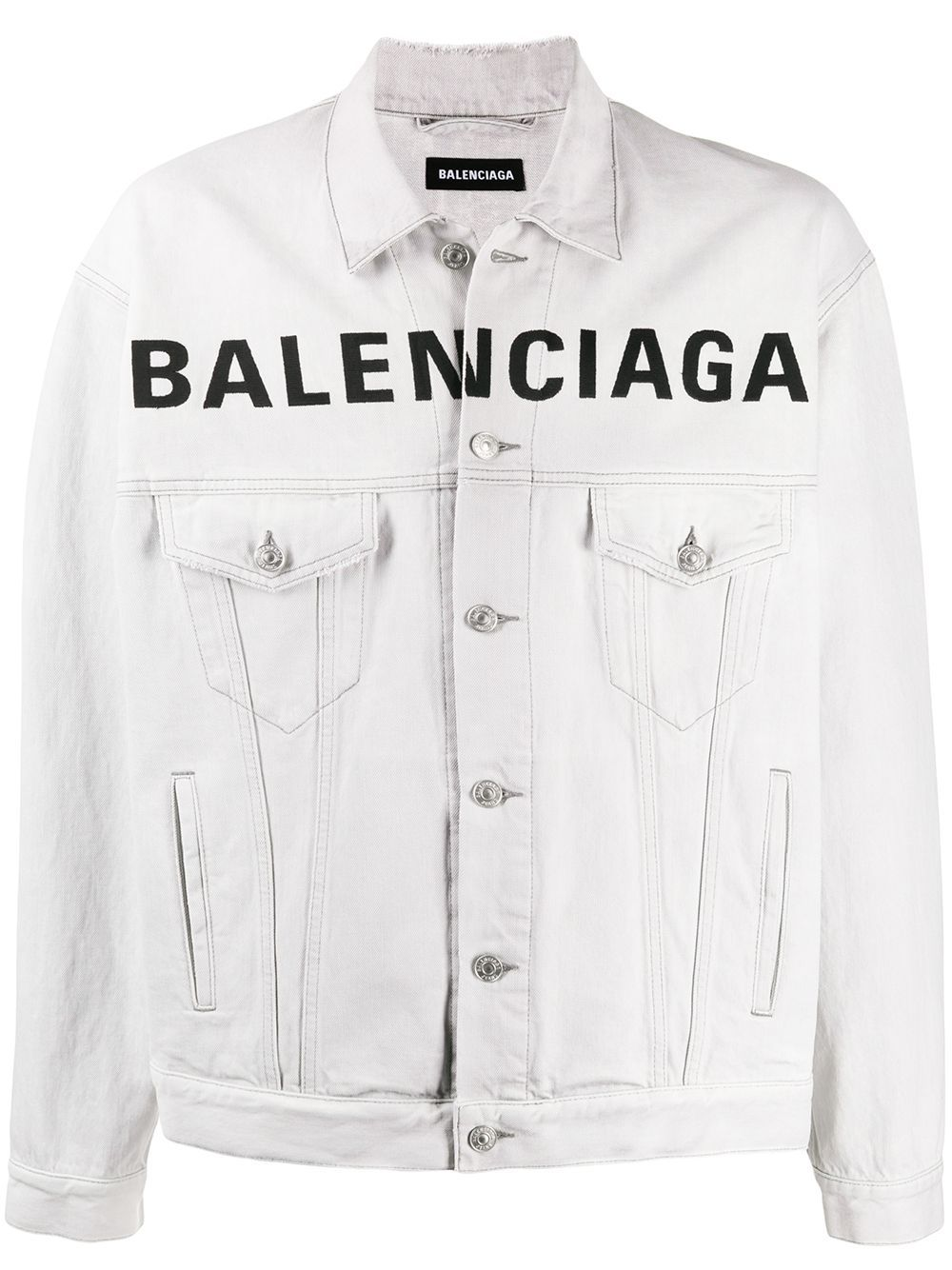 Balenciaga Front Logo Denim Jacket Cement