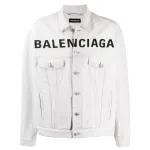 Balenciaga Front Logo Denim Jacket Cement