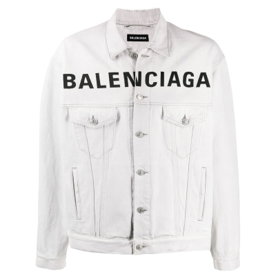 Balenciaga Front Logo Denim Jacket Cement 01