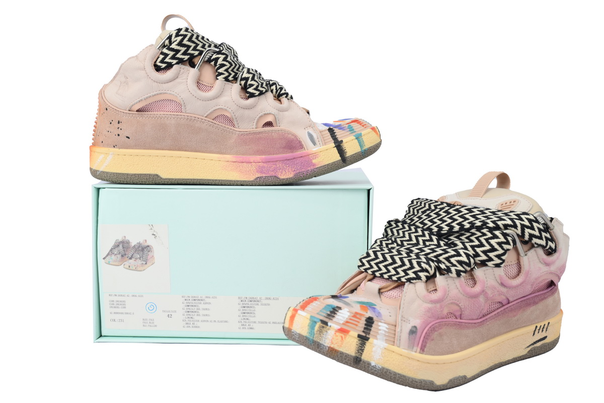 Gallery Dept. x Lanvin Curb Light Sneakers 'Paint Drip - Pale Pink'