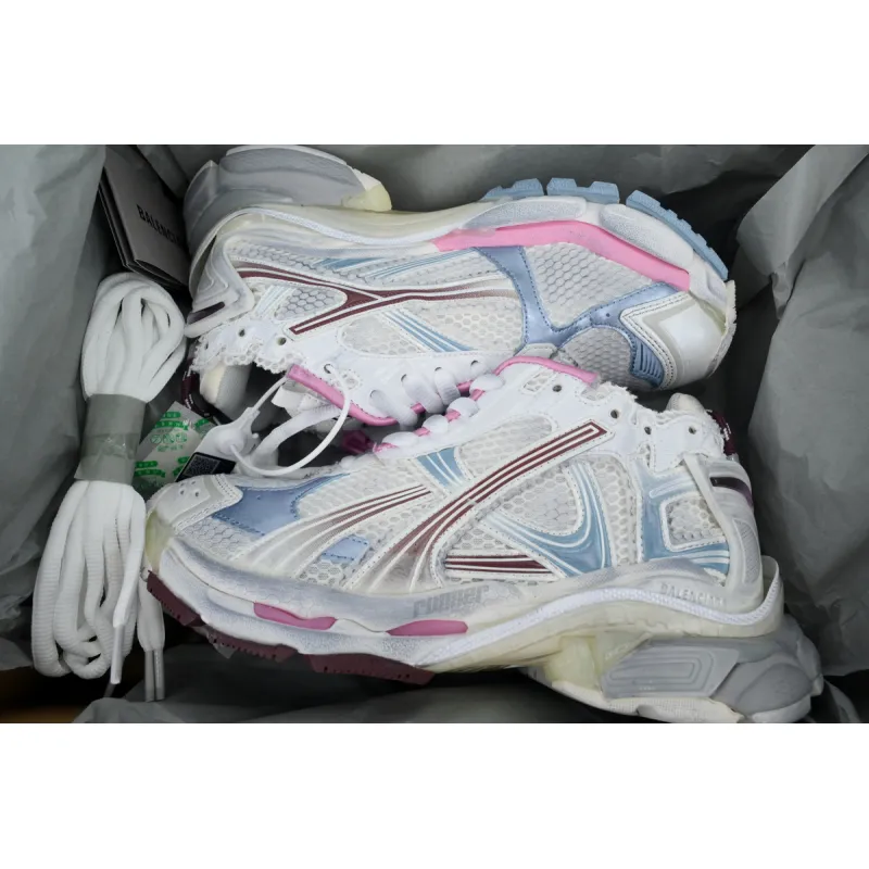 PK God Batch Balenciaga Runner Sneaker White Blue Pink 772767 WRUNG 3120