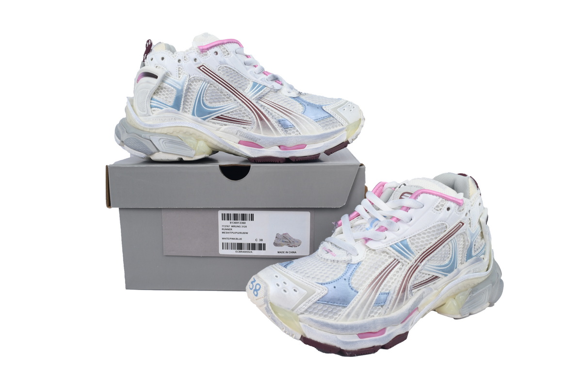 PK God Batch Balenciaga Runner Sneaker White Blue Pink 772767 WRUNG 3120