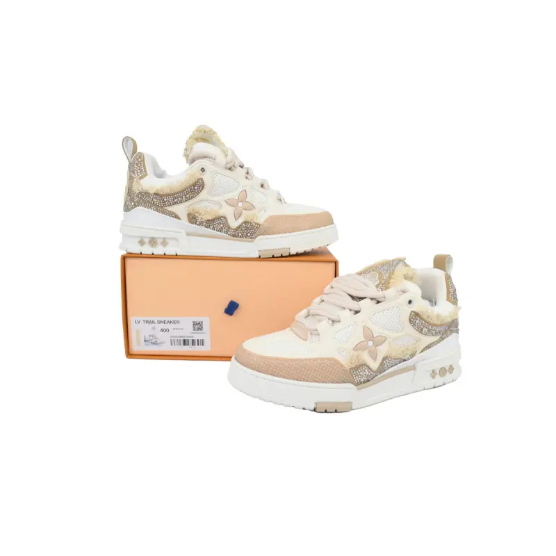 PK God Batch Louis Vuitton Skate Horse Hair Apricot Diamond