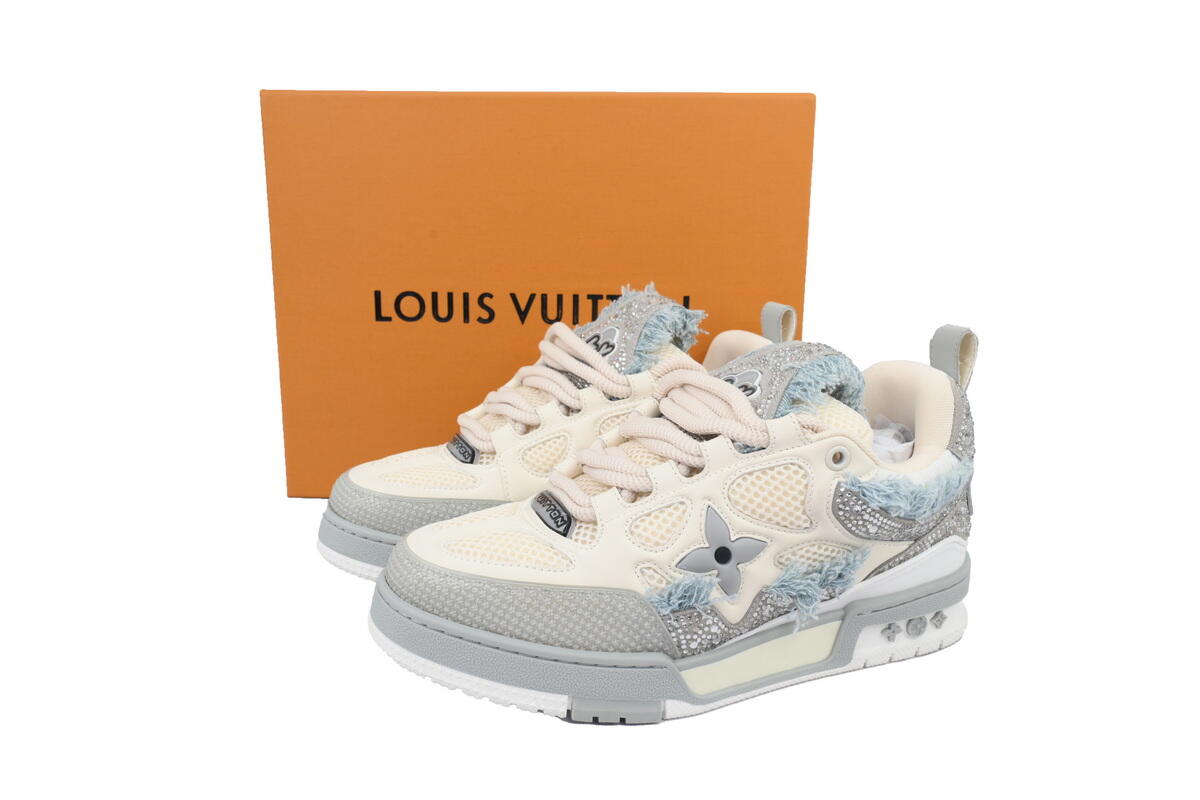 PK God Batch Louis Vuitton Skate Horse Hair Gray White Diamond