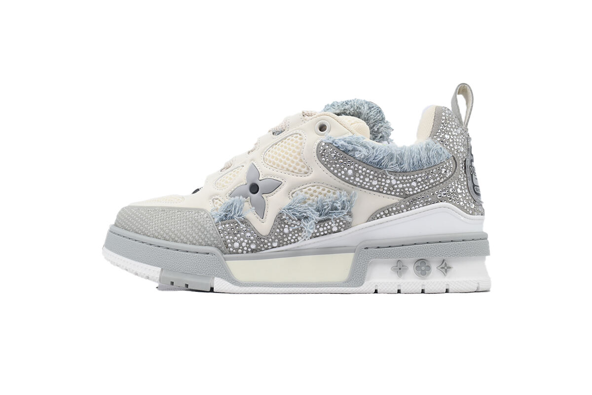 PK God Batch Louis Vuitton Skate Horse Hair Gray White Diamond