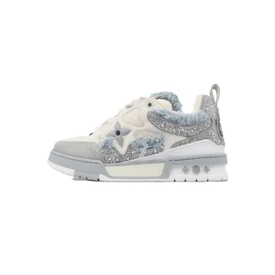 PK God Batch Louis Vuitton Skate Horse Hair Gray White Diamond 01