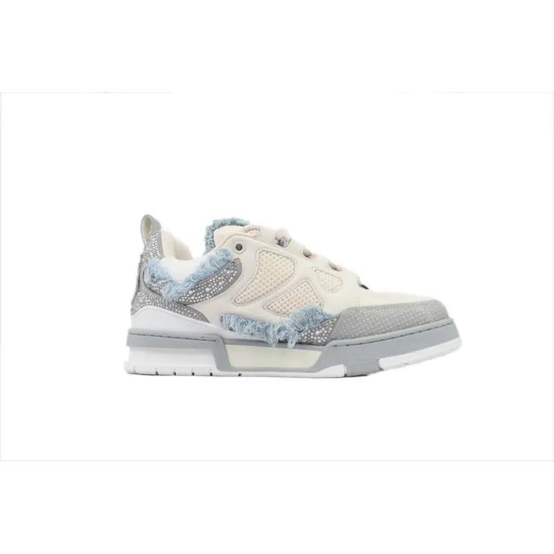 PK God Batch Louis Vuitton Skate Horse Hair Gray White Diamond