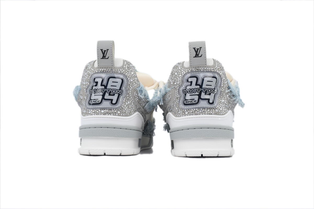 PK God Batch Louis Vuitton Skate Horse Hair Gray White Diamond