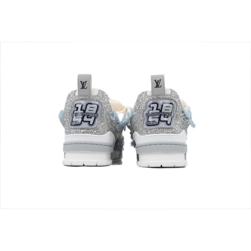 PK God Batch Louis Vuitton Skate Horse Hair Gray White Diamond