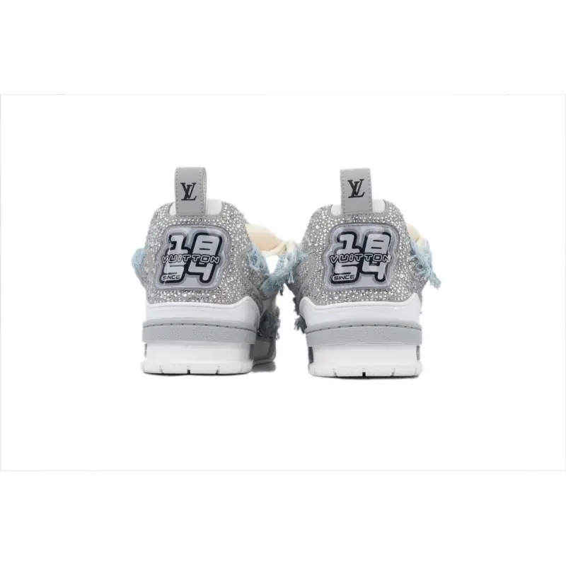 PK God Batch Louis Vuitton Skate Horse Hair Gray White Diamond