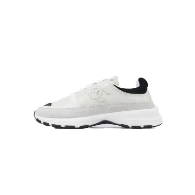 PK God Batch Chanel Interlocking CC Logo Calfskin & Suede Calfskin Sneakers White 01