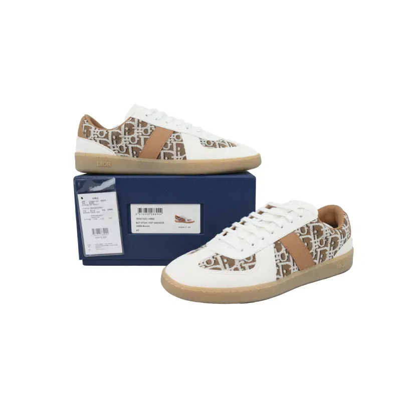 PK God Batch Dior B01 Matchpoint Sneaker 'White And Brown Print'
