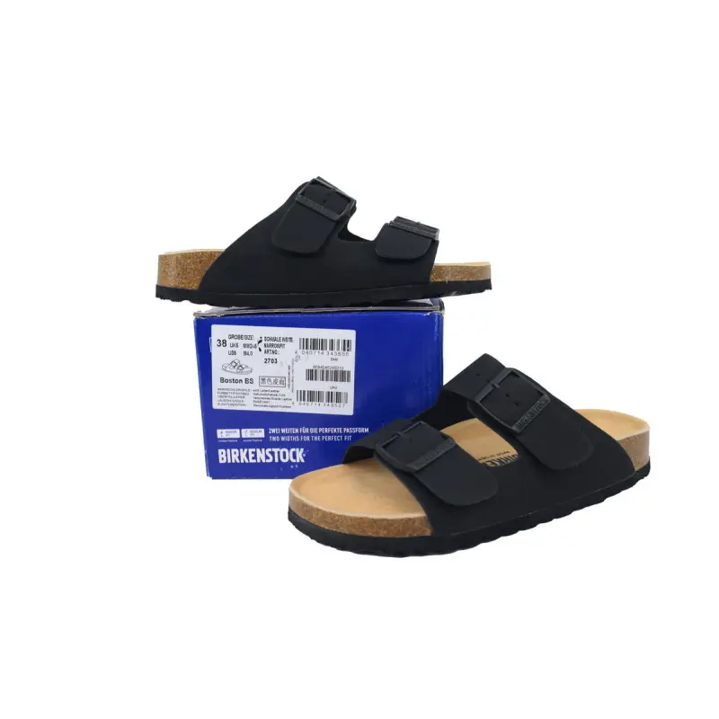 Birkenstock Boston Soft Footbed Black Leather Surface