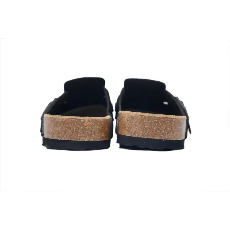 Birkenstock Boston Soft Footbed Black Velvet And Black Buckle